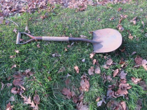60-year old shovel ready for annual  linseed oil treatment